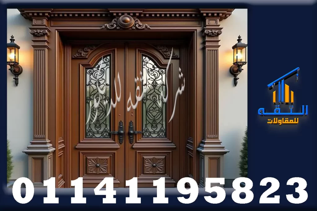 أبواب مداخل خشب ثقيل مصمتة بتصميم حديث لل